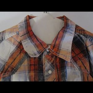 Buckle Men’s Orange Multi Color Long Sleeve Shirt